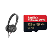 Sennheiser HD 25 LIGHT Lightweight On-Ear DJ & Monitoring Headphones & SanDisk 128GB Extreme PRO microSDXC card + SD adapter + RescuePro Deluxe, up to 200 MB/s