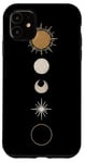 iPhone 11 Minimalist Celestial Art Golden, Sun Full Moon Case