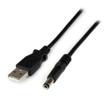 StarTech 1m USB to Type N Barrel 5V DC Power Cable - USB A to 5.5mm DC - 1 Meter USB to 5.5mm DC Plug (USB2TYPEN1M) - strømkabel - 1 m