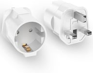 2-Pack EU to UK Plug Adapter 2 to 3 Pin Travel Converter Europe to British Adapt