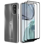 32nd Clear Gel TPU Case Cover With 2X Tempered Glass for Motorola Moto G62 5G