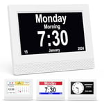 Ykall Digital Calendar Alarm Clock, 7" HD Large Screen Display, New Multiple Clock Modes Auto-Dimming Clock, Non-Abbreviated Day Date for Alzheimer's and Dementia Memory Loss Impaired Vision