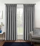 Enhanced Living Velvet Grey Thermal 100% Blackout Curtains with Tape Top - 90 x 90 Inch (229 x 229cm) - Supersoft Energy Saving & Noise Reducing Curtains for Living Room & Bedroom.