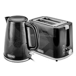 Geepas 1.7L 3KW Cordless Electric Kettle, 900W 2 Slice Bread Toaster Combo Set | 360° Rotational Base Concealed Heating & Otter Control 7 Level Browning Control Crumb Tray Premium Design, Black | Opus