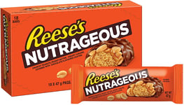 Reese's Peanut Butter Nutrageous Bars, Milk Chocolate Flavour Bars, Pack of 18 x