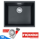 FRANKE Sirius Kitchen Sink Carbon Black 1.0 Bowl Undermount Tectonite Waste Kit