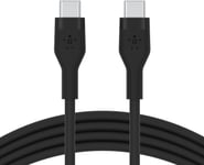 BoostCharge Flex câble USB-C vers USB-C en silicone,certifié USB-IF,recharge Power Delivery,câble USB C pour iPhone 15,MacBook,iPad Pro,Samsung Galaxy S24,Google Pixel,etc,1 m,noir