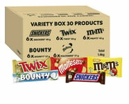 M&M’s Snickers Mars Twix & More Mixed Chocolate Bar Variety Bulk Box - 30 Bars