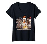 Womens Chicken Art Crazy Chicken Gifts For Men Women Kid Boy Family V-Neck T-Shirt