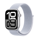 Apple Watch Series 10 (GPS + Cellular) • Aluminiumboett silver, 42 mm • Sportloop dimblå