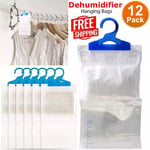 Pack of 12 Wardrobe Dehumidifier Hanging Bags Mold Mildew Moisture Trap Absorber