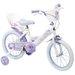 Toimsa Disney Frozen Bicycle, Learn to Ride Bike with Stabilisers, For Ages 3+, with Accessories, Lilac Purple