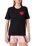 Love Moschino Women's t-Shirt with Brand Heart Patch, Black, 42