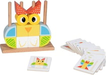 goki- Vario Jeu de 12 Cartes en Bois-Favorise la créativité et la Coordination œil-Main-Jouet de motricité de différentes formes-16 cm x 6 cm x 15 cm-À partir de 2 Ans, 58331