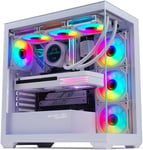 Boitier PC Gamer Aquarium RGB,Compatible ATX/mATX/mITX,6 Ventilateurs 120 mm ARGB Inclus,Moyen Tour Gaming Vide avec Face Lateral et Avant en Verre Trempé 4mm