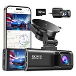 REDTIGER Dash Cam Front Rear, 4K/2.5K Full HD Dash Camera for Cars, Included 32GB Card, Built-in Wi-Fi GPS, 3.18” IPS Screen, Night Vision, 170°Wide Angle, WDR, 24H Parking Mode