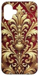 Coque pour iPhone 16 Plus Motif baroque rouge et beige royal