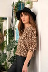 Urban Bliss Womens Brown Puff Sleeve Animal Blouse - Size 14 UK