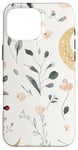 iPhone 16 Pro Max Whimsical Boho Watercolor Wildflowers Moon Insects Design Case