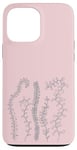 Coque pour iPhone 13 Pro Max Plantes botaniques minimalistes sur fond rose pâle