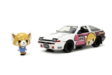 JADA AGGRETSUKO 1986 TOYOTA TRUENO AE86 + AGGRETSUKO FIGURE 1:24 DIE CAST MODEL