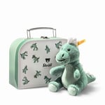 Steiff Joshi Baby T-Rex Doudou Dinosaure, 16 cm, Bleu Vert, dans Une Valise, Doudou Dinosaure, pour Jouer et se blottir, en Peluche Douce, Lavable en Machine