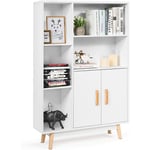 GOPLUS Armoire de Rangement au Sol, Bibliotheque Meuble de Rangement avec Cube de Rangement, Casier Inclus 5 Ouvert et 2 Porte, pour Salon, Chambre,