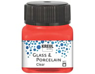 Kreul 16205-Glass Clear Rouge Cerise, en Pot de 20 ML, Peinture Transparente pour Verre et Porcelaine, à Base d'eau, séchage Rapide, Claire comme du Cristal, 640801, Cherry Red