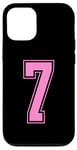 Coque pour iPhone 14 Rose Numéro 7 Équipe Junior Sports Uniforme Numéroté