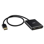 Répartiteur DisplayPort vers double HDMI, répartiteur multi-écrans 4K 60 Hz, double moniteur DP vers 2 moniteurs HDMI pour ordinateur portable, carte graphique, PC, compatible Windows, mode étendu MST