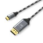 AKKKGOO USB C to Displayport Cable 8K@60Hz, 4K@144Hz, USB Type C to DP 1.4 Adapter Cable 10ft, USB C devices connect to HDTV Monitor Projector, Compatible with Phone, Notebook, PC, Projector, TV (3M)