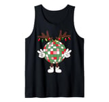 Christmas disco ball with antlers, peace sign, reindeer Tank Top