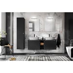 Meuble sous lavabo de salle de bain - Noir - L80-H46-P45,6 - klaus + Plan de vasque en bois chêne noir santa fe L-80-P46-H2,5 - Noir