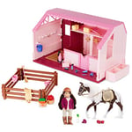 Lori 62243460959 Philippa’s Set Mini, Toy Horse & Stable – 6-inch Horseback Riding Doll, Barn & Accessories – Playset with Working Lights & Water Feature – 3 Years +