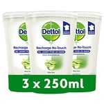 DETTOL - Recharge Pour Kit No-Touch - Gel Lavant Mains - Aloe Vera & Vitamine E - 750 ml - 3 Recharges