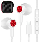 TITACUTE USB C Headphones for Galaxy S21 FE Earphones Noise Canceling Headphone with Mic Volume Control Magnetic in Ear Wired Earbuds Compatible with Samsung Galaxy S20 Ultra OnePlus 8T 8 9 Pro White