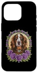 iPhone 16 Pro Cartoon Irish Setter dog with roses Case