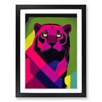 Panther Painting Pop Art Vol.2 Framed Wall Art Print, Ready to Hang Picture for Living Room Bedroom Home Office, Black A2 (48 x 66 cm)