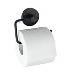 WENKO Porte Papier Toilette mural noir Milazzo, dérouleur papier toilette mural fixation sans perçage "Vacuum Loc Plus", repositionnable sans laisser de trace, Acier verni, 13,5x10,5x3,7 cm, Noir