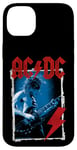 Coque pour iPhone 14 Plus AC/DC Angus Young Blue Photo par Michael Putland