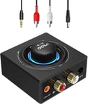 Recepteur Bluetooth 5.3, Rca 3,5 Mm Jack Aux Adaptateur Bluetooth Sbc Aac,Stereo Audio Hifi Receiver Pour Smartphone, Tablette, Ordinateur Portable, Enceinte Home Cinema,100Ft