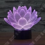 TD® Lampe optique poser décoratif tactile 7 couleur illusion optique - modèle fleur lotus - faible consommation câble USB 3 piles AA