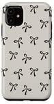 Coque pour iPhone 11 Esthétique Berce de Ruban Noir Sur Motif de Ruban Beige