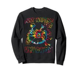 I'LL JUST WAIT Quiet Halloween Teacher Skeleton Meme tie dye Sweatshirt