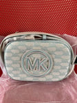 Michael Kors Shoulder Bag Jet Set Travel Md cross Body Jacquard Vista Blue New💕