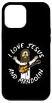 Coque pour iPhone 12 Pro Max I Love Jésus et Mandoline Chrétienne Worship Église Bluegrass