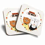 2 x Coasters - Cute I love you So Much Bears Home Gift #14776