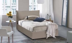 Talamo Italia - Lit double Olivia, lit coffre avec revêtement en simili cuir, 100% Made in Italy, ouverture frontale, adapté pour matelas 120x200 cm, gris tourterelle