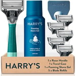 Harry's Men's Razor Set, Razor + 5 Razor Blades + Shaving Cream, Harry's Razor Blade Refills use 5 Blade Design for Smoother Shaving, Travel Size Men's Shave Cream Formulated with Aloe