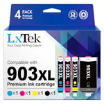 LxTek 903XL Cartouche d'encre Compatible pour HP 903 XL Cartouche pour HP Officejet 6950 6951 pour OfficeJet Pro 6960 6970 6974 Compatible Cartouche pour HP 903XL Pack de 4 Cartouches (4 Pack)